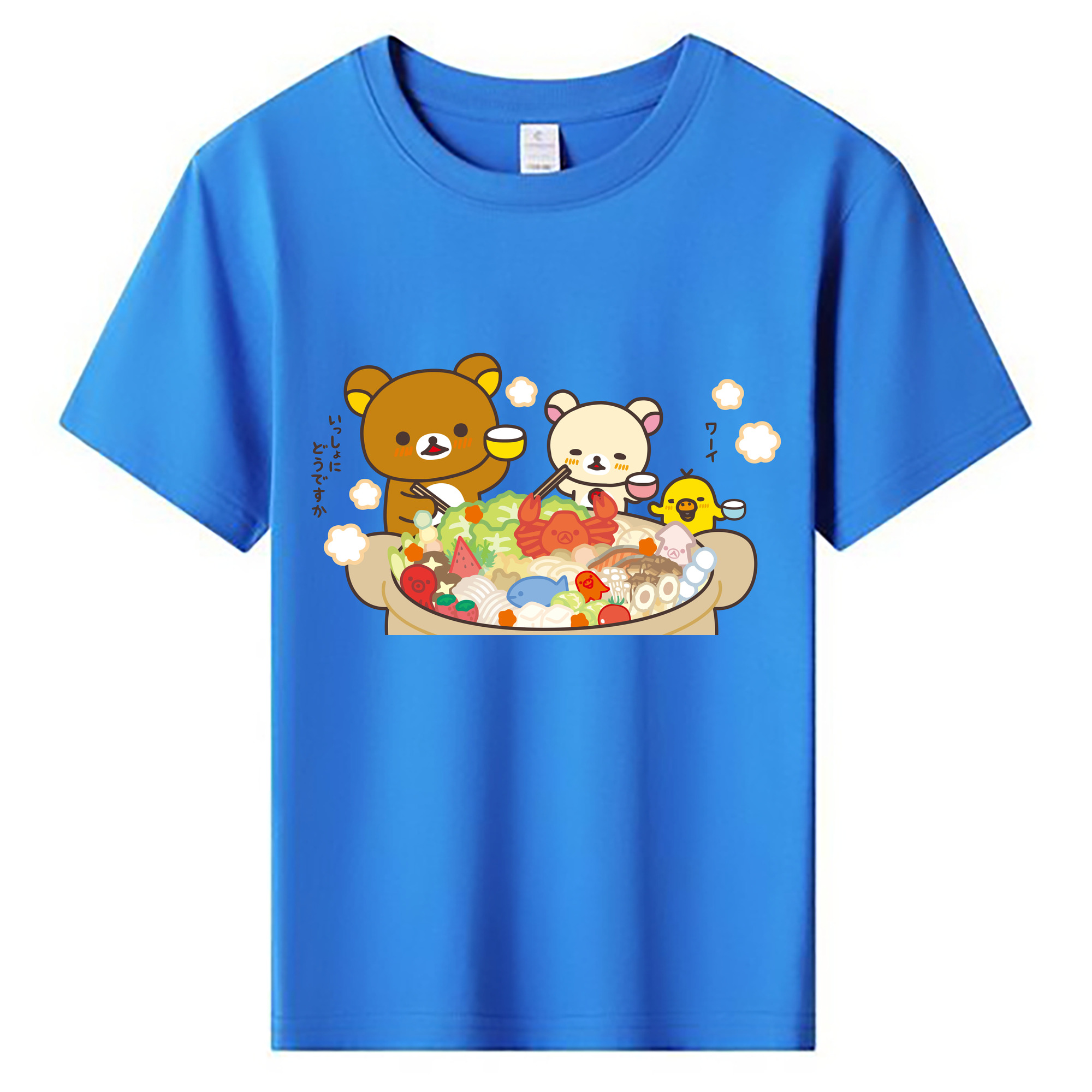（画像用） リラックマ リラックマ キイロイトリ Rilakkuma Korilakkuma Kiiroitori 綿100％キッズTシャツ（フロントプリント）